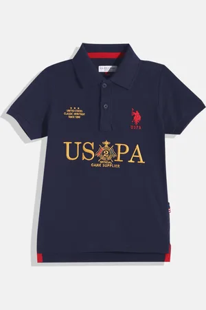 Ralph Lauren Boys Navy Blue Brand Logo Embroidered Pure Cotton T-shirt