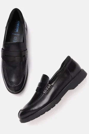 Geox Men Black Leather Lightweight Loafers