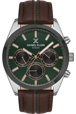 Daniel Klein Exclusive Men Green Dial & Brown Straps Analogue Watch-DK.1.13314-5_OR