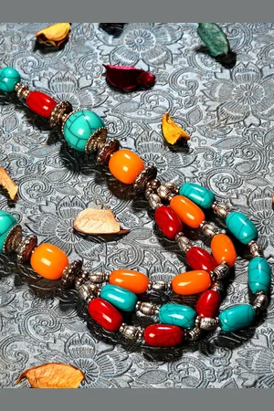 Bamboo Tree Jewels Alloy Artificial Beads Necklace