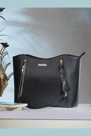 Mast & Harbour Textured Structured Tote Bag with Tasselled