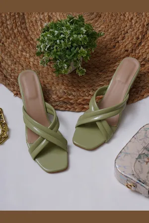 Misto Green Block Transparent Block Heels