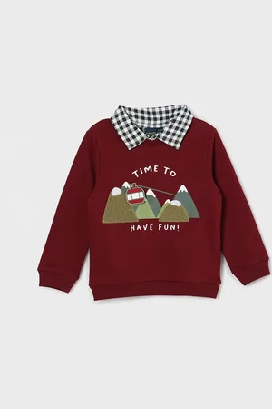 Lifestyle Boys Shirt Collar Cotton Sweatshirt
