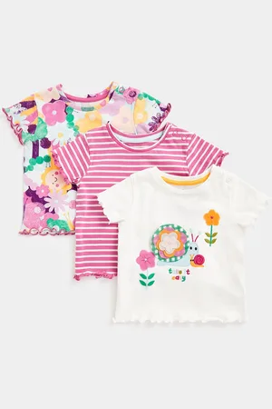 Mothercare Girls Striped Round Neck Cotton T-shirt
