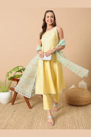 FIORRA Women Striped Regular Pure Cotton Kurta with Trousers & With Dupatta