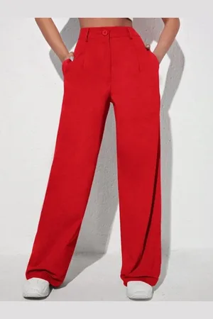 Chemistry Women Relaxed Straight Leg Flared High-Rise Trousers