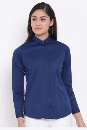 Crimsoune Club Women Blue Slim Fit Casual Shirt