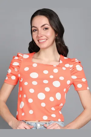 Mast & Harbour Polka Dots Printed Regular Crop Top