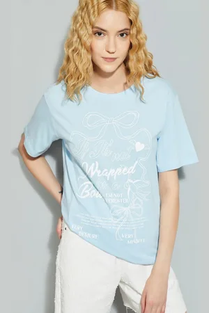 Max Collection Women Typography Printed Round Neck Cotton T-shirt