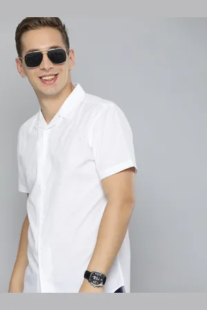 HERE&NOW Men White Slim Fit Solid Casual Shirt