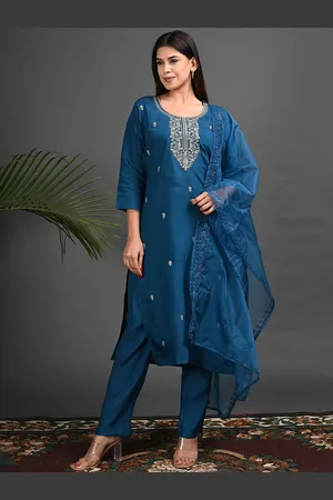 Goldstroms Women Embroidered Regular Thread Work Kurta with Trousers & With Dupatta