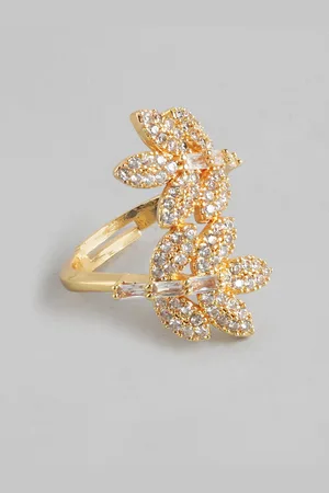 DressBerry Stone Studded Flower Shaped Finger Ring