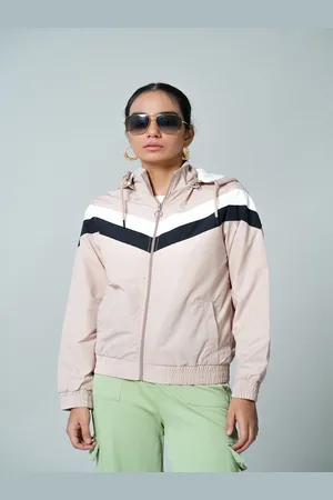 Fort Collins Women Colourblocked Windcheater Bomber with Patchwork Jacket