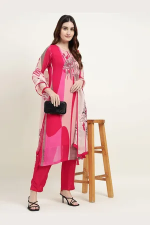 ZARI Women Printed Regular Thread Work Kurta with Trousers & With Dupatta