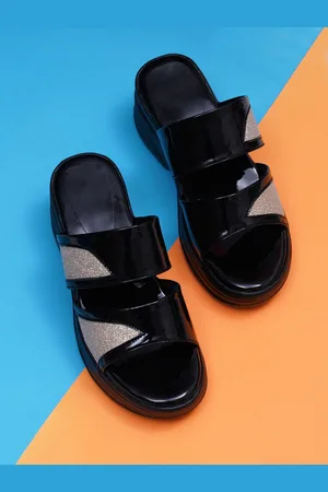 Misto Black Printed Platform Heeled Boots with Tassels