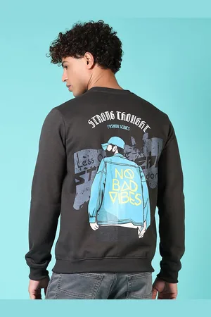 V-Mart Men Printed Fleece Round Neck Sweatshirt