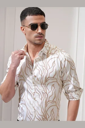 LocoMotive Luxe Men Satin Printed Occasion Slim Fit Shirt