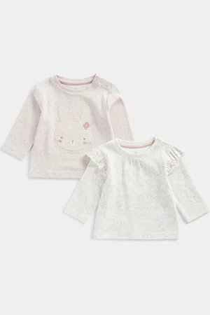 Mothercare Girls Pack Of 2 Graphic Printed Applique Pure Cotton T-shirt
