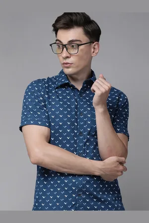 U.S. Polo Assn. U S Polo Assn Men Navy Blue Tailored Fit Printed Casual Shirt
