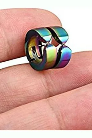 Roadster Multicolour Clip-on Press Stainless Steel Circular Hoop Earrings