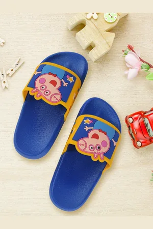 Yellow bee Boys Blue & Yellow 3D Printed Rubber Sliders
