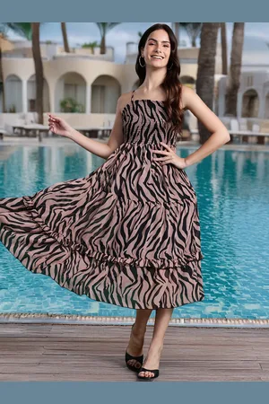DressBerry Animal Print A-Line Midi Dress