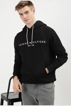 Tommy Hilfiger Fashion Men Cotton Solid Pullover Embroidered Hooded Sweatshirt