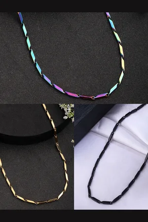 NVR Men Set of 3 Gold-Plated Stainless Steel Trendy Stylish Chains