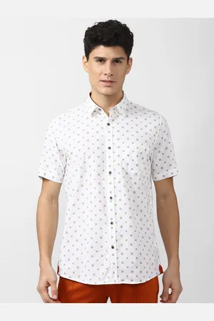 Peter England Men White Slim Fit Floral Printed Pure Cotton Casual Shirt