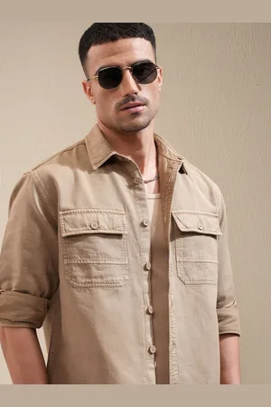 LocoMotive Premium Men Dyed Washed Utility Pocket Overshirt