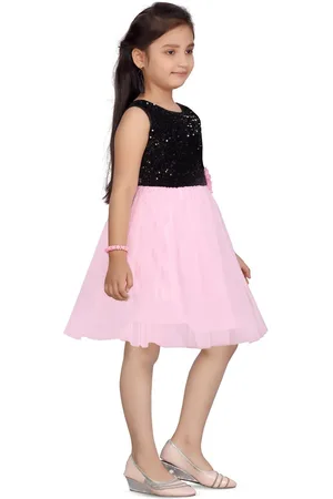 BAESD Girls Embellished Round Neck Sleeveless Net Fit & Flare Dress