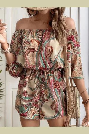 DressBerry Off-Shoulder Printed Jumpsuit