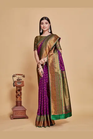 Mimosa Ethnic Motifs Woven Design Zari Kanjeevaram Saree
