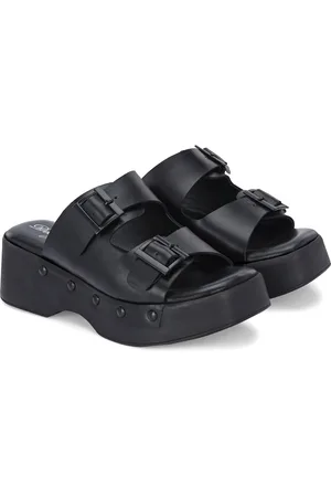 Delize Striped Leather Wedge Sandals