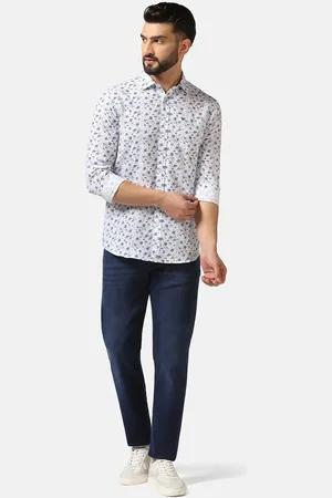 Blackberrys Straight Slim Fit Floral Printed Cotton Casual Shirt