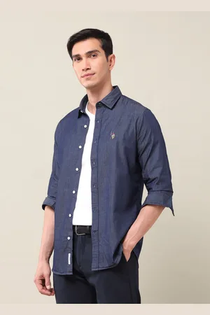 U.S. Polo Assn. Men Classic Fit Spread Collar Solid Cotton Casual Shirt