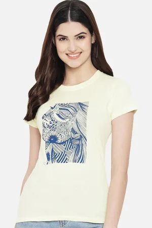 Corsica Women Graphic Printed Round Neck Cotton T-shirt