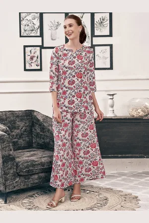 Moda Rapido Printed Round Neck Top With Trousers Co-Ords
