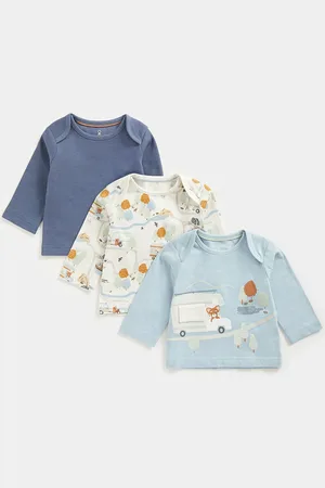 Mothercare Boys Pack Of 3 Solid Round Neck Pure Cotton T-shirts