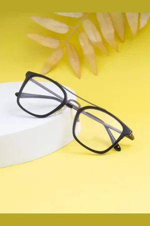 Ted Smith Unisex Black & Grey Full Rim Square Frames Eyeglasses