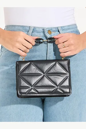 Styli Black Quilted Structured Handheld Bag