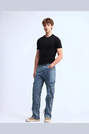 Flying Machine Men Cotton Regular Fit Light Fade Cargo Jeans