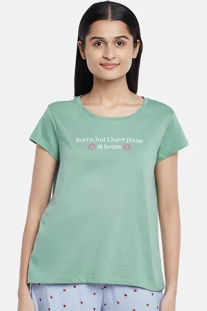 Pantaloons Green Cotton Lounge tshirt