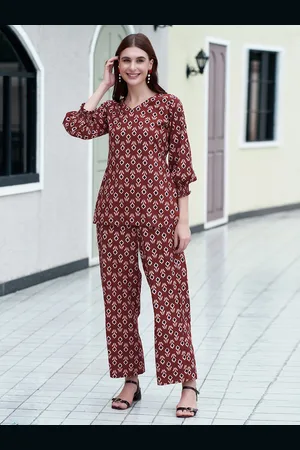 Moda Rapido Printed V-Neck Top With Trousers Co-Ords