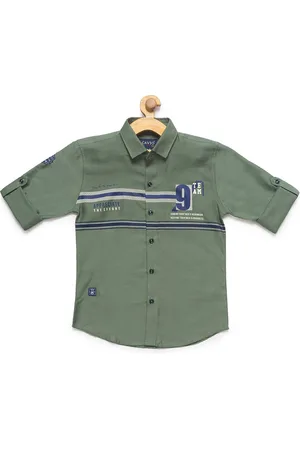 CHARCHIT Boys Green Printed Casual Shirt