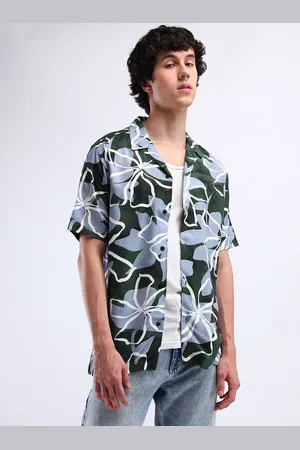 Flying Machine Men Floral Print Cuban Collar Shirt