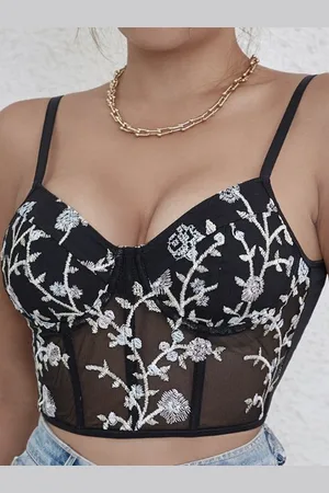 HERE&NOW Women Floral Printed Bralette Crop Cami Top