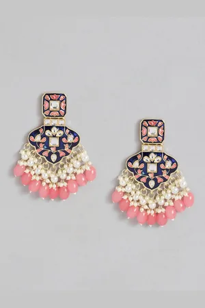 ESTELE Gold-Plated Teardrop Shaped Artificial Beads Chandbalis