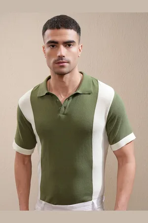 LocoMotive Premium Men Knited Textured Polo Neck Relaxed Fit Tshirt