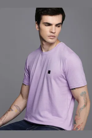WROGN Men Pure Cotton Solid Round Neck Slim Fit T-shirt